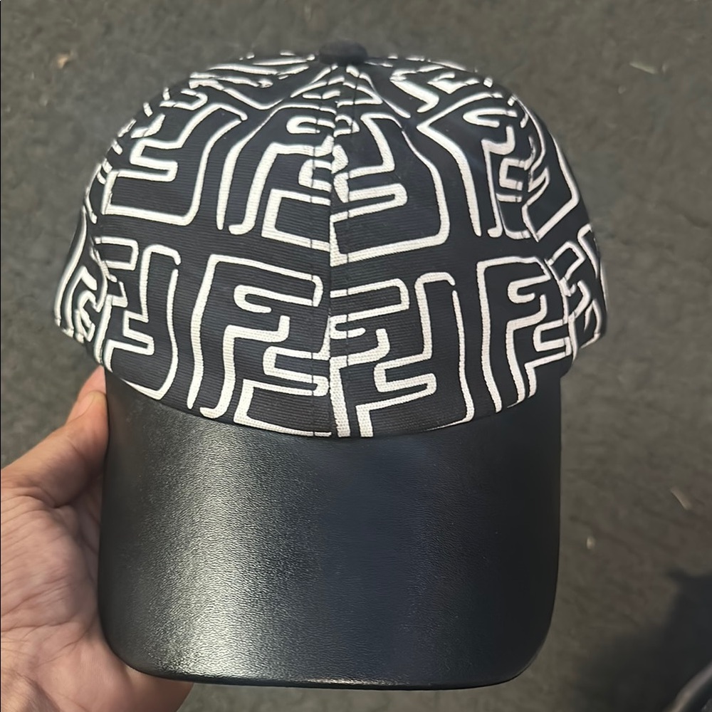 Fendi Black and White Geometric Hat